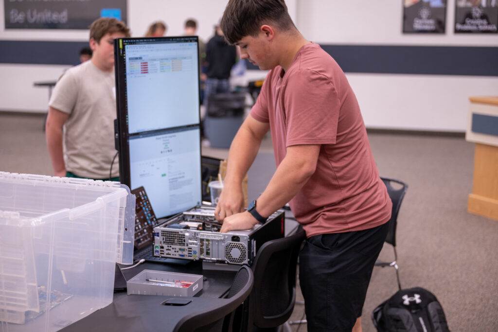 Student working on computer