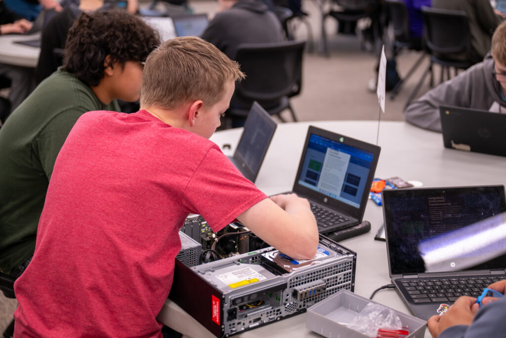 Student working on computer