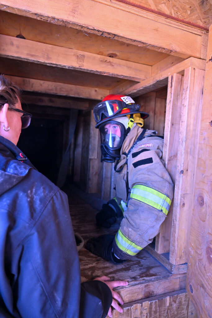 fire science student in a tight spot